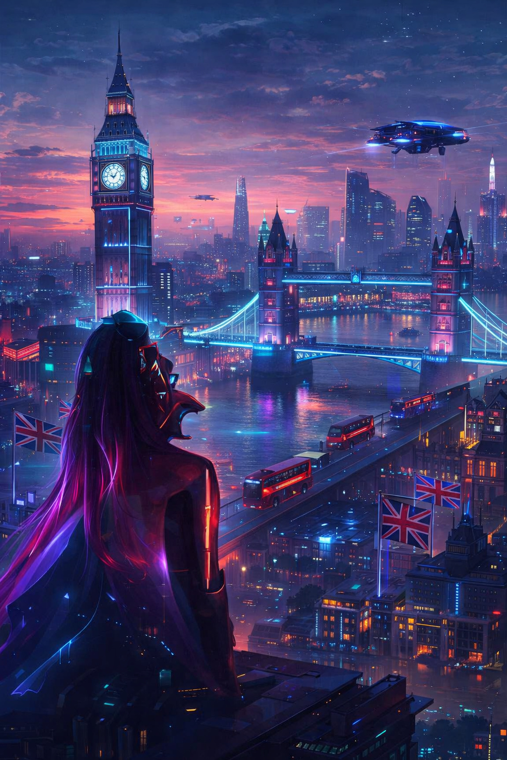 Magnetronic Neotrex futuristic cyberpunk skyline
